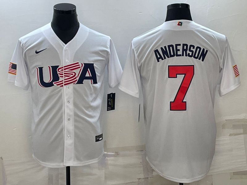 Men 2023 World Cub USA #7 Anderson White Nike MLB Jersey7